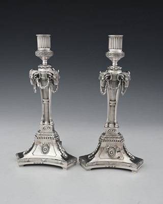 Lot 444 - A pair of George III cast silver neoclassical...