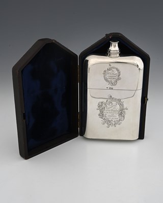 Lot 93 - A Victorian cased silver combined flask, cigar...