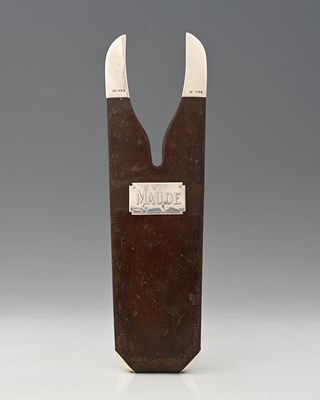 Lot 348 - A Victorian silver-mounted wooden boot jack,...