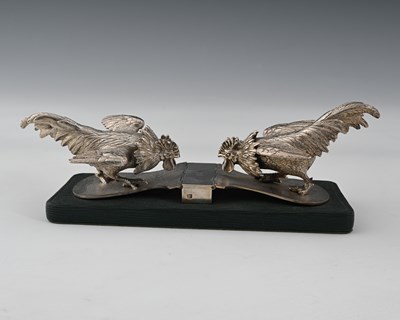 Lot 386 - An Edwardian silver-mounted double letter clip,...