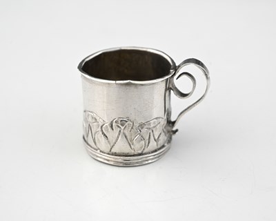 Lot 378 - A William and Mary miniature silver mug, fully...