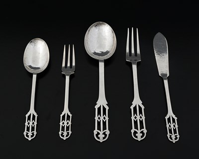 Lot 578 - Sibyl Dunlop, a place setting of flatware,...
