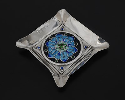 Lot 562 - John Ferguson Gow, a silver and enamel dish,...