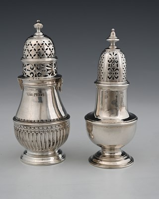 Lot 241 - An Edwardian silver caster, the fluted body...
