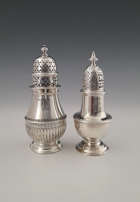 Lot 386 - A George II silver baluster caster, Thomas...