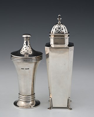 Lot 137 - A Modernist silver caster, of flared conical...