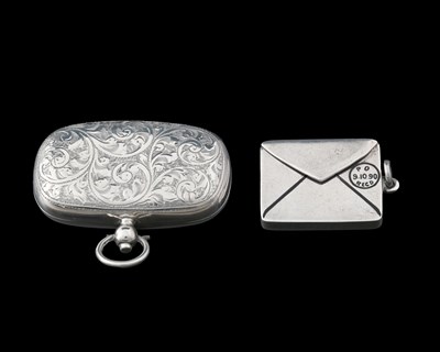 Lot 434 - A Victorian silver and enamel novelty stamp...