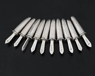 Lot 426 - A set of ten Elizabeth II cast novelty silver...