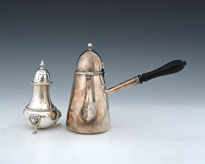 Lot 255 - A late Victorian silver side-pouring chocolate...