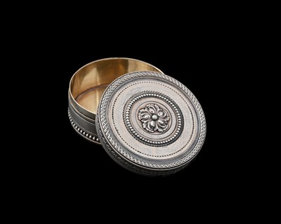Lot 316 - A French silver circular box, the exterior...