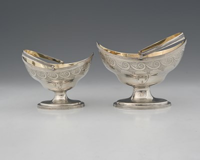 Lot 360 - A George III matching silver helmet-shaped...