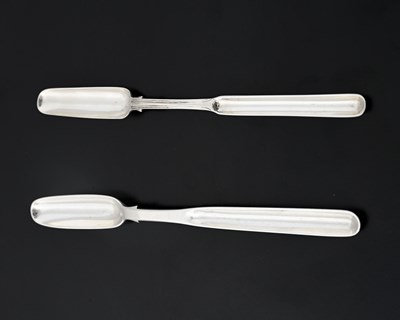 Lot 11 - An early Victorian silver marrow scoop, the...