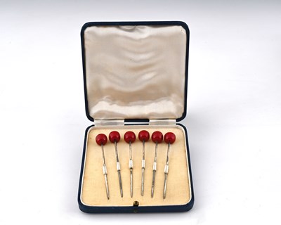 Lot 259 - A cased set of six American sterling silver...