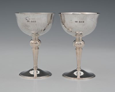 Lot 481 - Leslie Durbin, a pair of small silver goblets,...