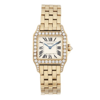 Lot 224 - Cartier, an 18ct gold diamond set Demoiselle bracelet watch