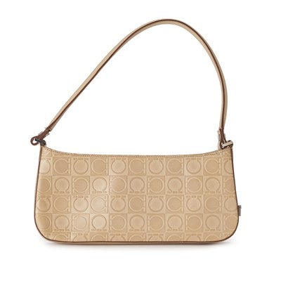 Lot 458 - Salvatore Ferragamo, an embossed Gancini baguette handbag.