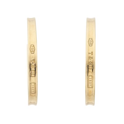 Lot 71 - Tiffany & Co., a pair of 18ct gold 1837 Narrow hoop earrings