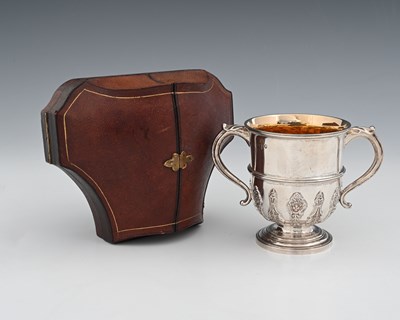 Lot 306 - A cased Victorian silver two-handled cup,...