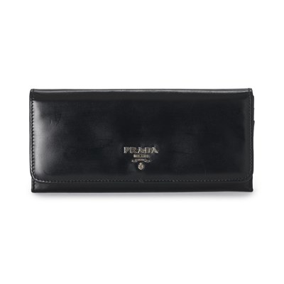 Lot 448 - Prada, a smooth black leather wallet.