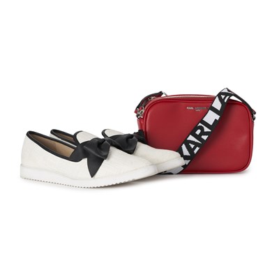 Lot 377 - Karl Lagerfeld, a crossbody bag and a pair of shoes.