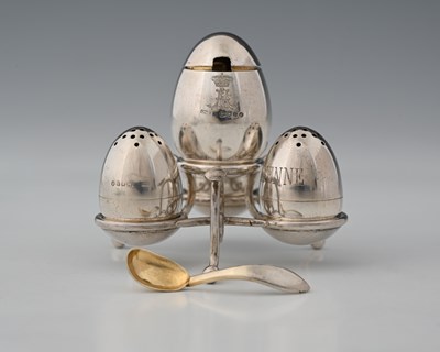 Lot 317 - A Victorian novelty silver condiment set,...