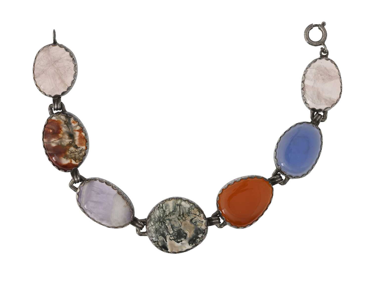 Lot 6 - A silver agate cabochon bracelet