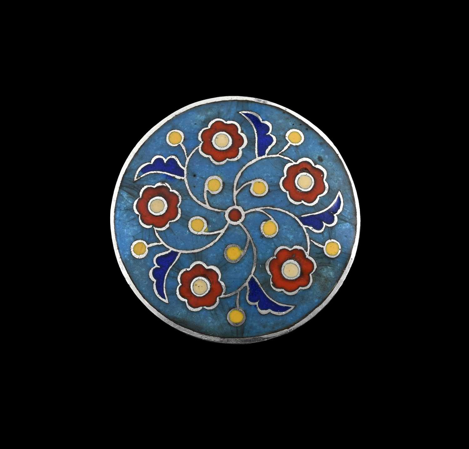 Lot 51 - Shetland Silver, a silver enamel floral brooch