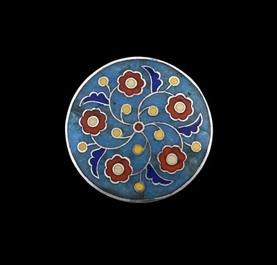 Lot 51 - Shetland Silver, a silver enamel floral brooch