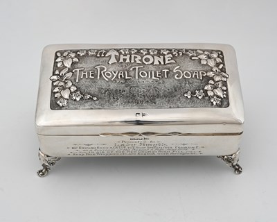 Lot 533 - An Edwardian silver presentation box lined...