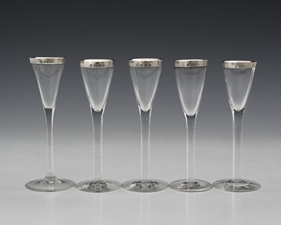 Lot 614 - Hukin and Heath, five Victorian silver-mounted...