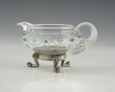 Lot 244 - A Victorian glass jug decorated with turquoise...