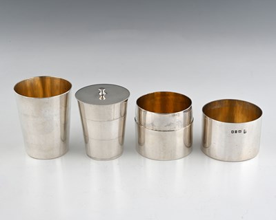 Lot 456 - A George V silver cylindrical case with gilt...