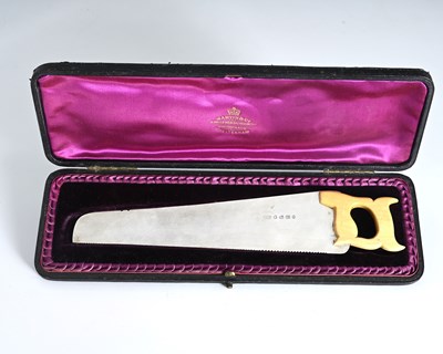 Lot 57 - A Victorian cased silver cucumber saw, the...