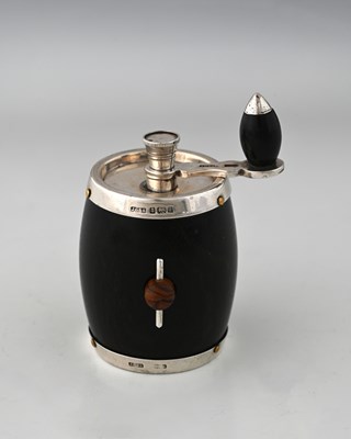 Lot 233 - An Edwardian wood and silver pepper grinder...