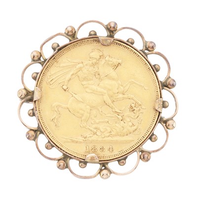 Lot 5 - Victoria, a gold full sovereign coin brooch