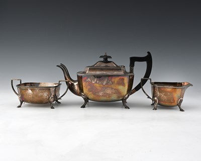 Lot 115 - A George VI silver three-piece tea service,...