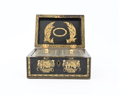 Lot 379 - A Chinese Export lacquer tea caddy, early 19th...