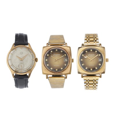 Lot 227 - Glashutte, three watches, to include two gold...