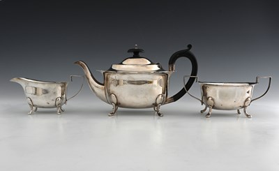 Lot 252 - A George V silver three-piece tea set,...