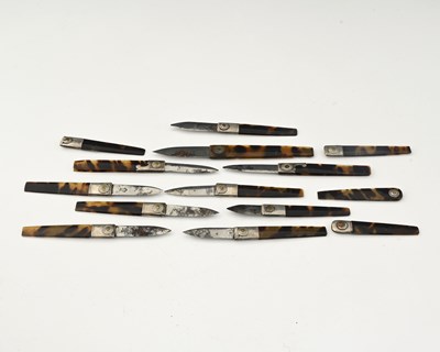 Lot 191 - A group of tortoiseshell-mounted folding...