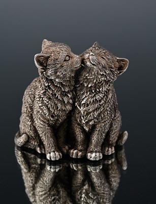 Lot 288 - Country Artists, a silver model of two cats or...