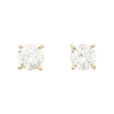 Lot 147 - A pair of 18ct gold brilliant-cut diamond single-stone stud earrings