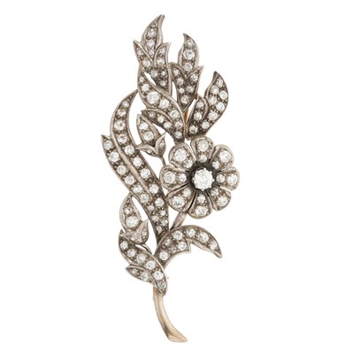 Lot 20 - A late 19th century gold and silver diamond flower brooch