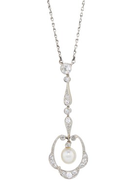 Lot 213 - A Belle Epoque diamond and pearl necklace