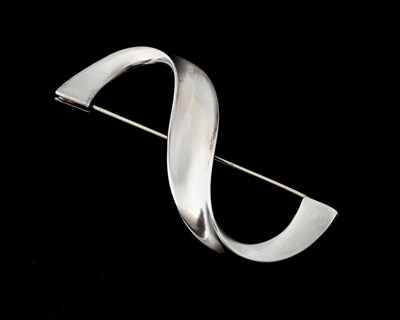 Lot 57 - Hans Hansen for Georg Jensen, a vintage silver scroll pin brooch