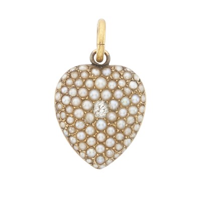 Lot 1 - A late Victorian gold pearl and diamond heart locket pendant