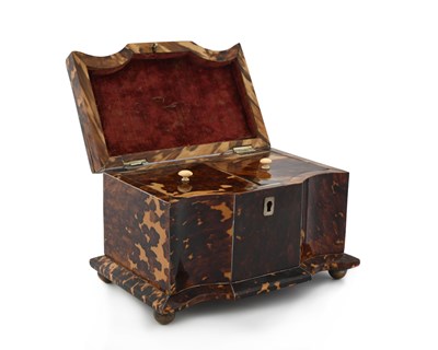 Lot 237 - A Regency tortoiseshell tea caddy, circa 1820,...