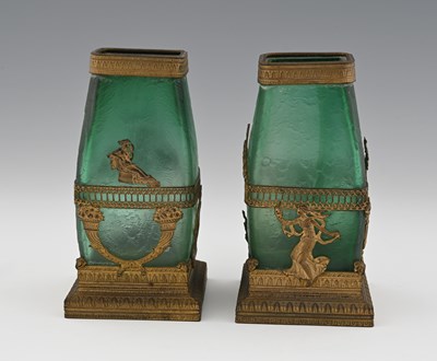 Lot 495 - A pair of French Palais Royal glass and gilt...
