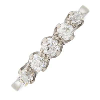Lot 12 - An early to mid 20th century 18ct gold diamond five-stone ring