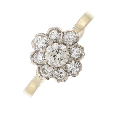 Lot 103 - A mid 20th century 18ct gold diamond cluster ring